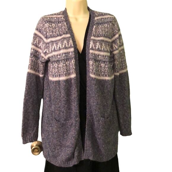 Heart N Crush Blue Marled Knit Cardigan Sweater Size Large - Picture 3 of 7